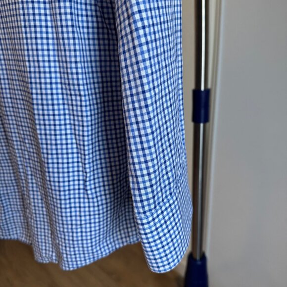 Hugo Boss Sharp Fit 16.5 16 1/2 Blue Plaid Dress Shirt 42 Men's 32/33 - Picture 8 of 11